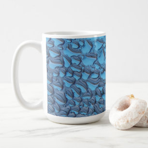 Gentle raindrops on blue glass coffee mug