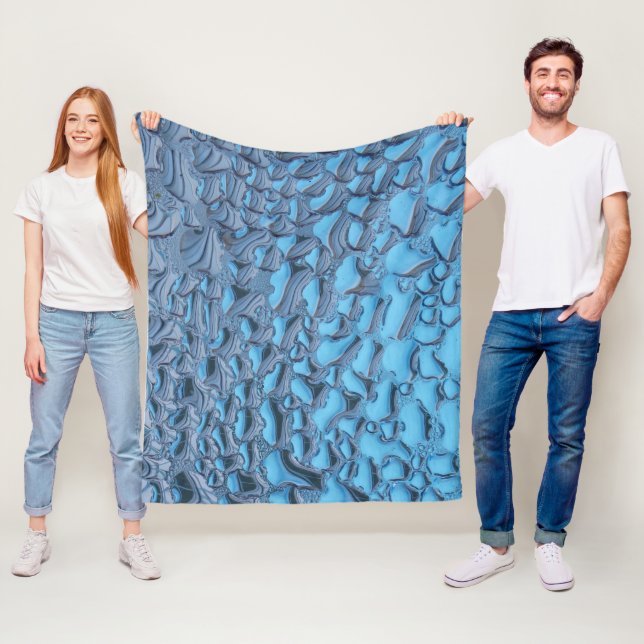Gentle raindrops on blue glass  fleece blanket (In Situ)
