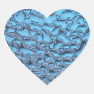 Gentle raindrops on blue glass heart sticker