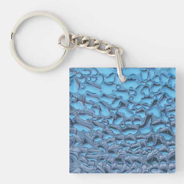 Gentle raindrops on blue glass     keychain (Front)