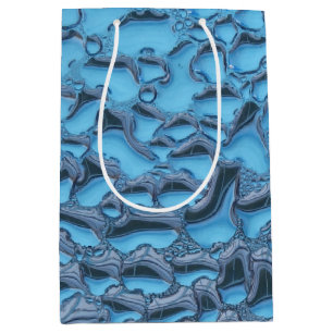 Gentle raindrops on blue glass medium gift bag