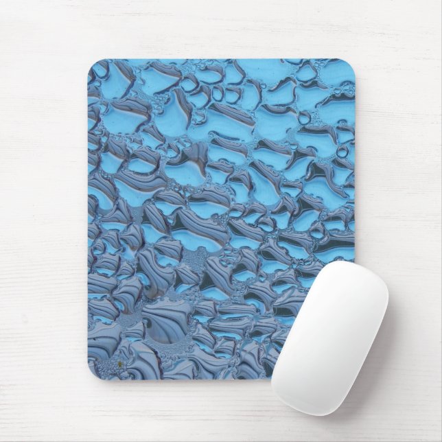 Gentle raindrops on blue glass   mouse pad (With Mouse)