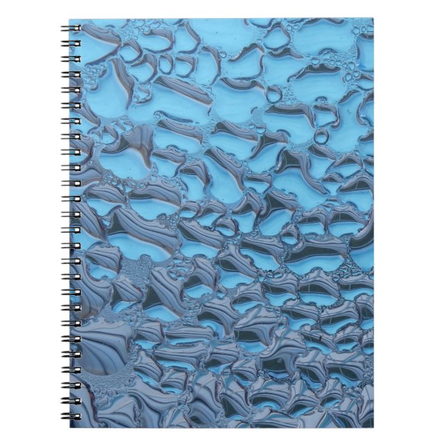 Gentle raindrops on blue glass   notebook (Front)