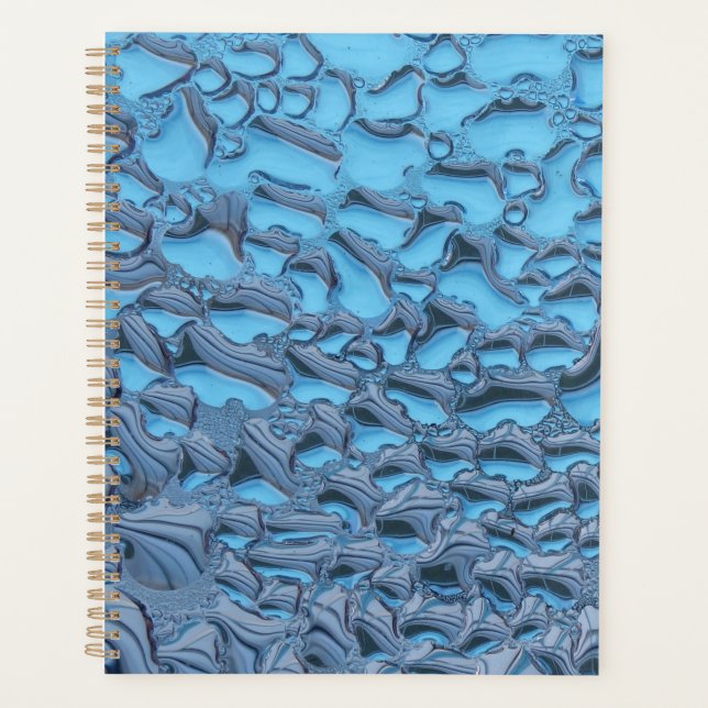 Gentle raindrops on blue glass  planner (Front)