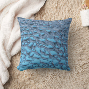 Gentle raindrops on blue glass throw pillow