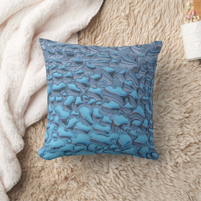 Gentle raindrops on blue glass  throw pillow (Blanket)
