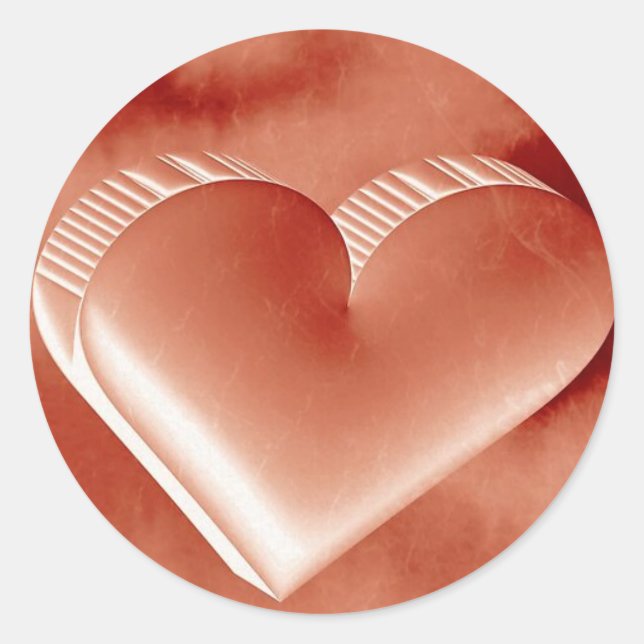 Gentle Red Valentine Day 3d Heart Classic Round Sticker (Front)