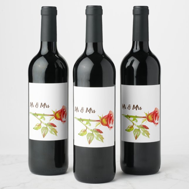 Gentle Rose design Wine Label (Bottles)