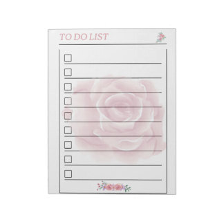 Gentle Rose To Do List Planner Page Notepad