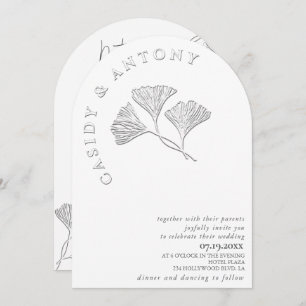 Gentle simple embossed ginko all in one in invitation