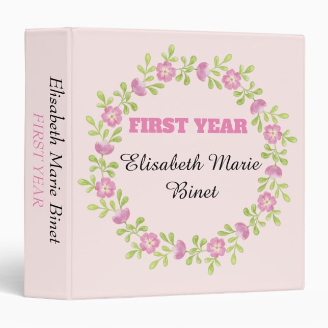 Gentle soft ring Baby Girl First Year Scrapbooking Binder (Front/Spine)