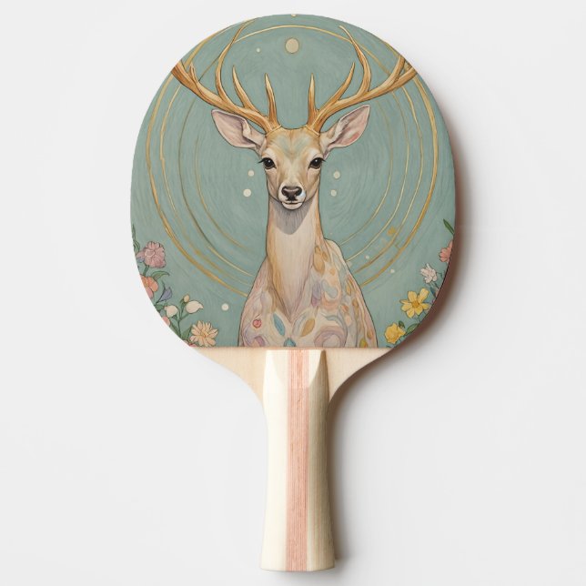 Gentle Spirit: A Pastel Deer Ping Pong Paddle (Front)