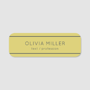 Gentle Warm Yellow Minimalist Name Tag