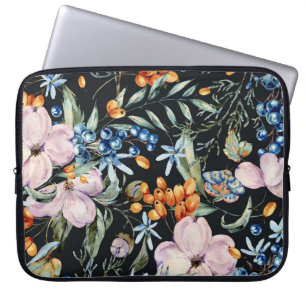 Gentle Watercolor: Pink Floral Berries Laptop Sleeve