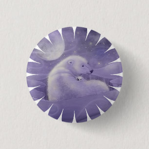 Gentle Winter Polar Bears 1 Inch Round Button