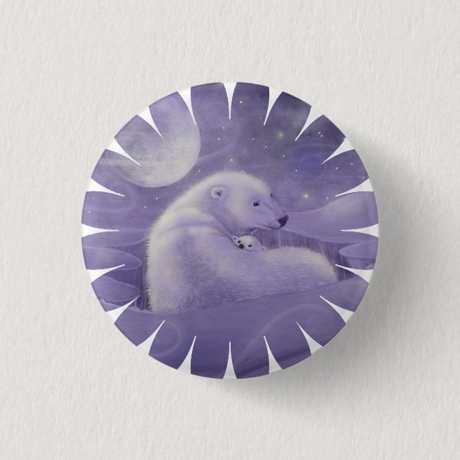 Gentle Winter Polar Bears 1 Inch Round Button (Front)