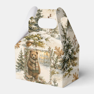 Gentle Woodland Bear Winter Birthday Favor Box