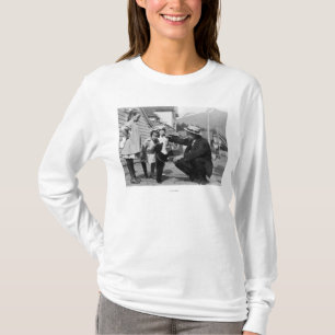 Gentleman and Kids Playing with Bear Cub On Leas T-Shirt