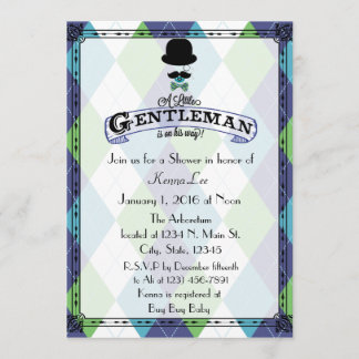 Gentleman Baby Shower Argyle Invitation