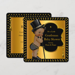 Gentleman Baby Shower Boy Tophat Cane Ethnic Invitation
