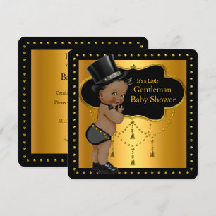 Gentleman Baby Shower Cute Boy Tophat Ethnic Invitation