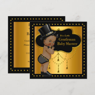 Gentleman Baby Shower Cute Boy Tophat Ethnic Invitation