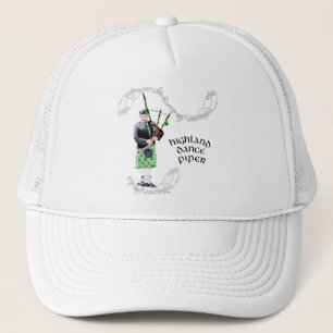 Gentleman Bagpiper in Green Kilt Trucker Hat