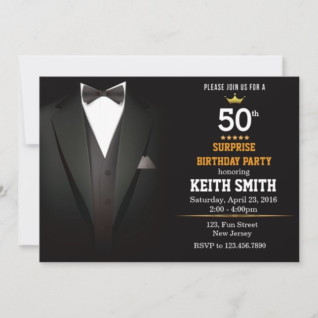 Gentleman Birthday invitation (Front)