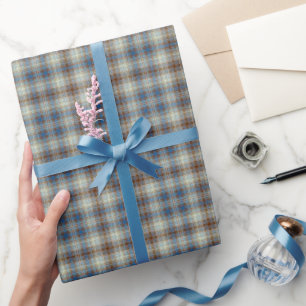 Gentleman Blue Bronze Tartan Plaid Gingham Pattern Wrapping Paper