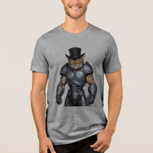 Gentleman Cat Armoured Warrior T-Shirt Tri-Blend Shirt