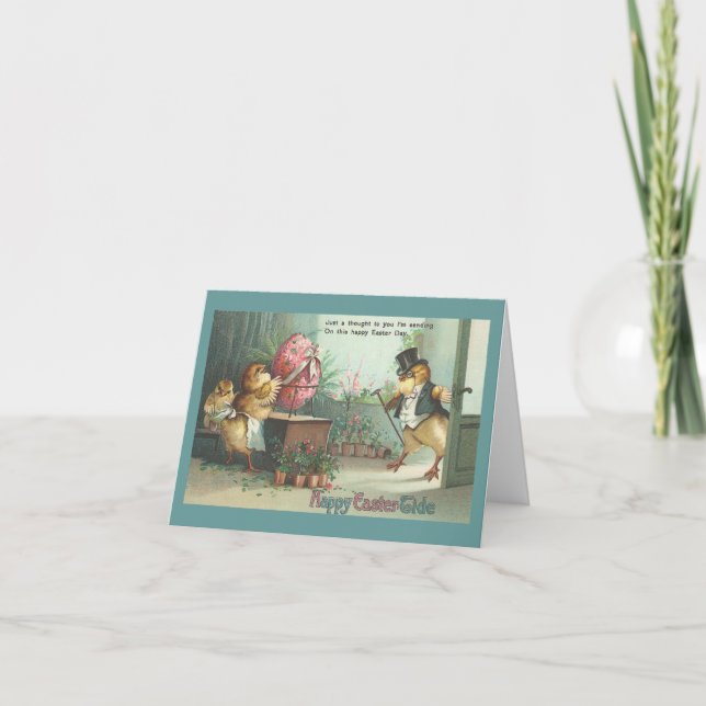 Gentleman Egg Buyer Chick Holiday Card (Front)