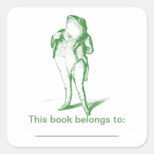 Gentleman Frog In Coat And Tails Bookplate Square Sticker