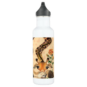 Gentleman Giraffe with Rose Funny Water Bottle
