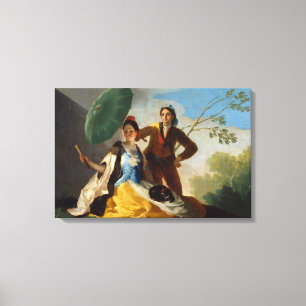 Gentleman Holding a Parasol for a Spanish Beauty Canvas Print