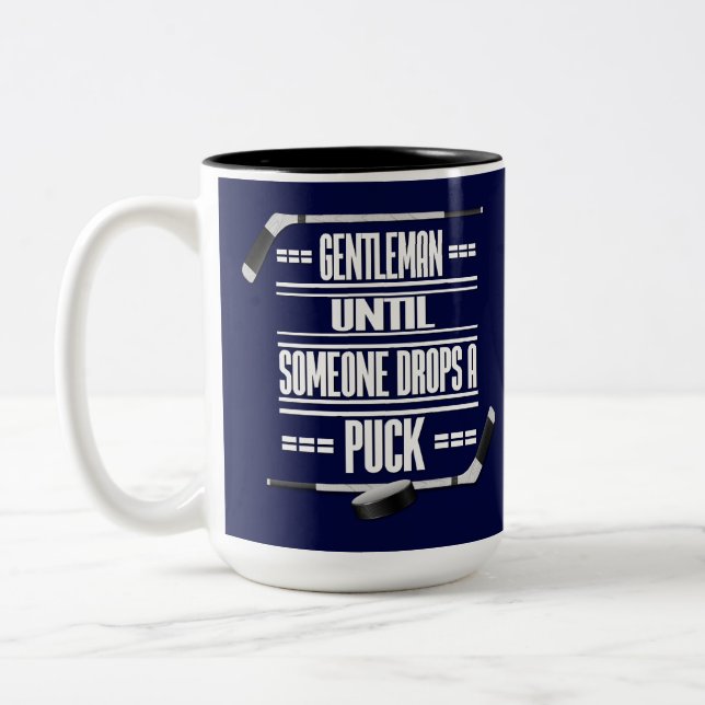 Gentleman Ice Hockey Humour Navy Blue Two-Tone Coffee Mug (Left)