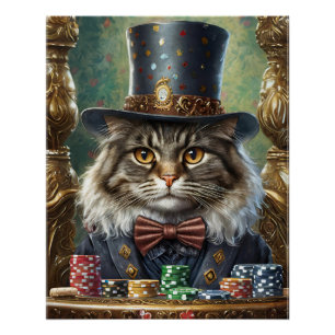 Gentleman Kitty, Fancy Cat playing Poker Poster