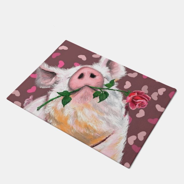 Gentleman Pig Funny Doormat (Angled)