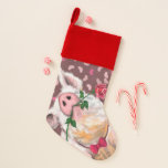 Gentleman Pig - Romantic - Funny Christmas Stocking<br><div class="desc">Gentleman Pig - Funny Cartoon Painting Fun Collection - Choose / Add Your Unique Text / Name / Colour - Make Your Special Gift - Resize and move or remove / add elements - image / text with customization tool. Painting and Design by MIGNED. Please see my other projects /...</div>