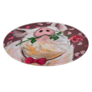Gentleman Pig - Romantic - Funny Cutting Board