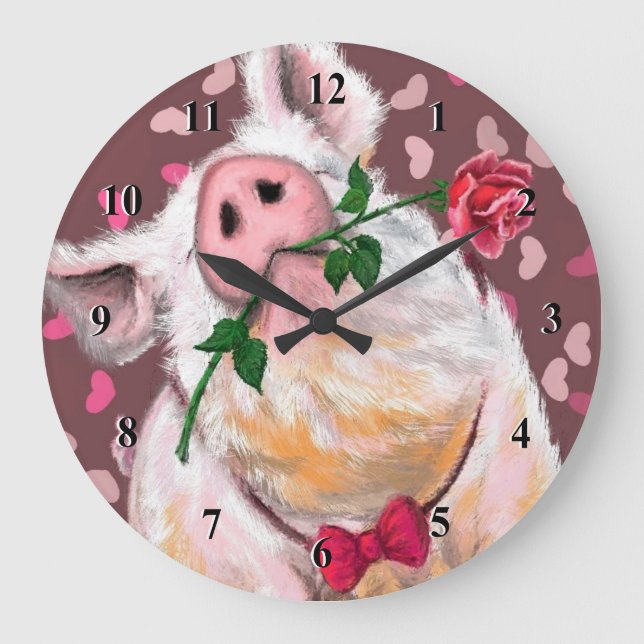 Gentleman Pig - Romantic - Funny - Large Clock (Front)