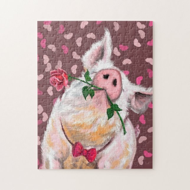 Gentleman Pig - Romantic - Jigsaw Puzzle (Vertical)