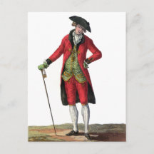 Gentleman Red Suit French Fashion Design Drawing