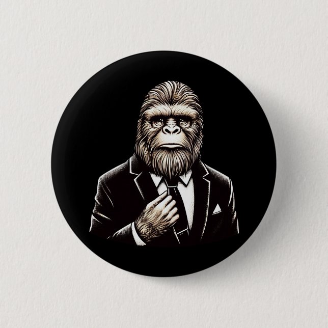 Gentleman Sasquatch - Funny Bigfoot 2 Inch Round Button (Front)