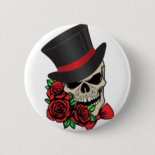 Gentleman Skull 2 Inch Round Button
