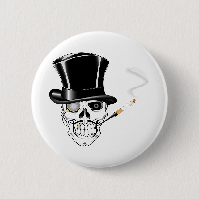 Gentleman Skull 2 Inch Round Button (Front)