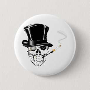Gentleman Skull 2 Inch Round Button