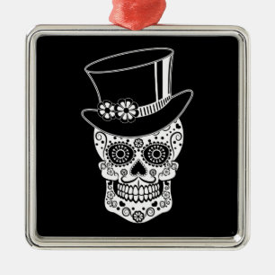 Gentleman Sugar Skull-01 Metal Ornament