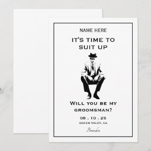 Gentleman suit groomsman  invitation