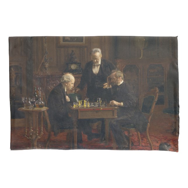 Gentlemen Playing a Game of Chess (Thomas Eakins) Pillowcase (Front-Left)