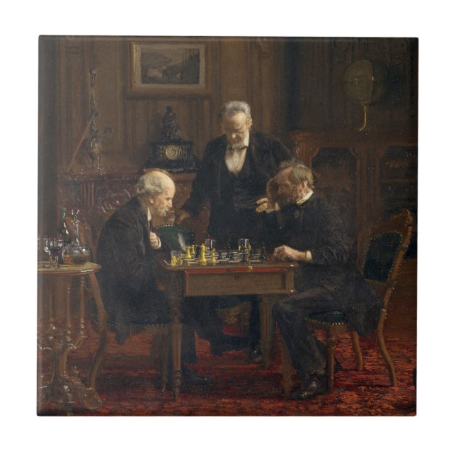 Gentlemen Playing a Game of Chess (Thomas Eakins) Tile (Front)